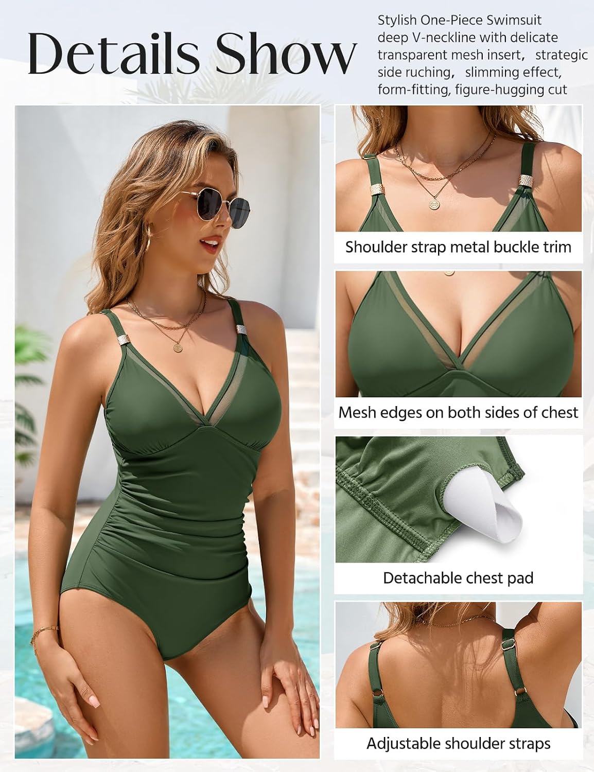 Detalle de Vijamiy Costume Intero Contenitivo da Bagno Donna – diverse colorazioni, supporto e stile