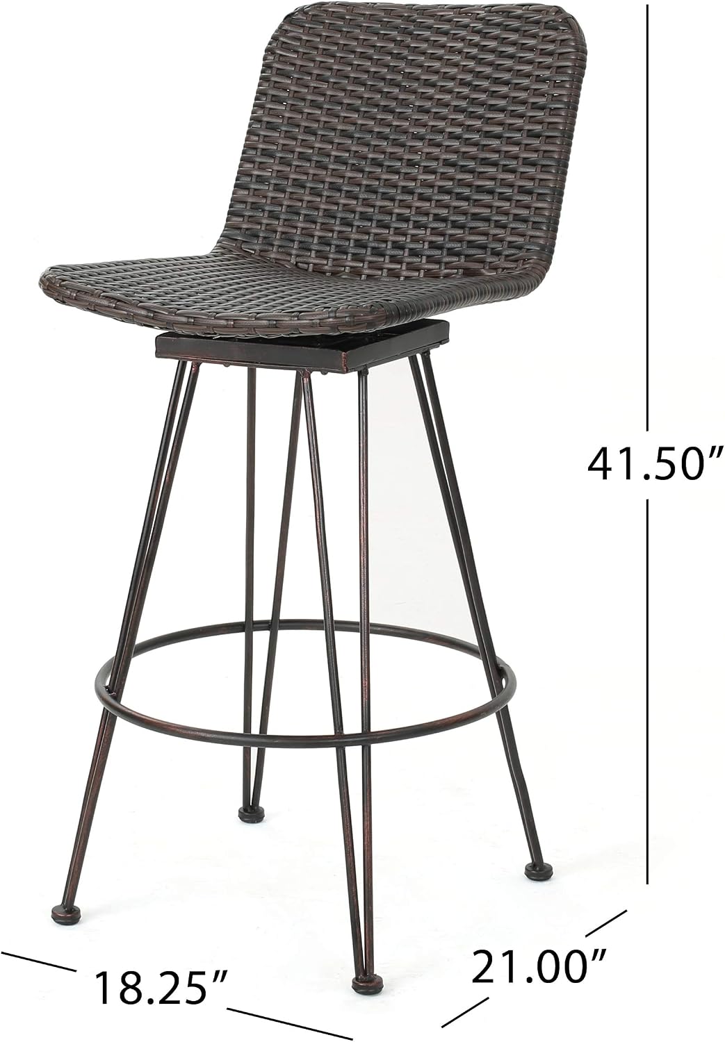 Detalle de Christopher Knight Home Wicker Barstools, Iron Frame