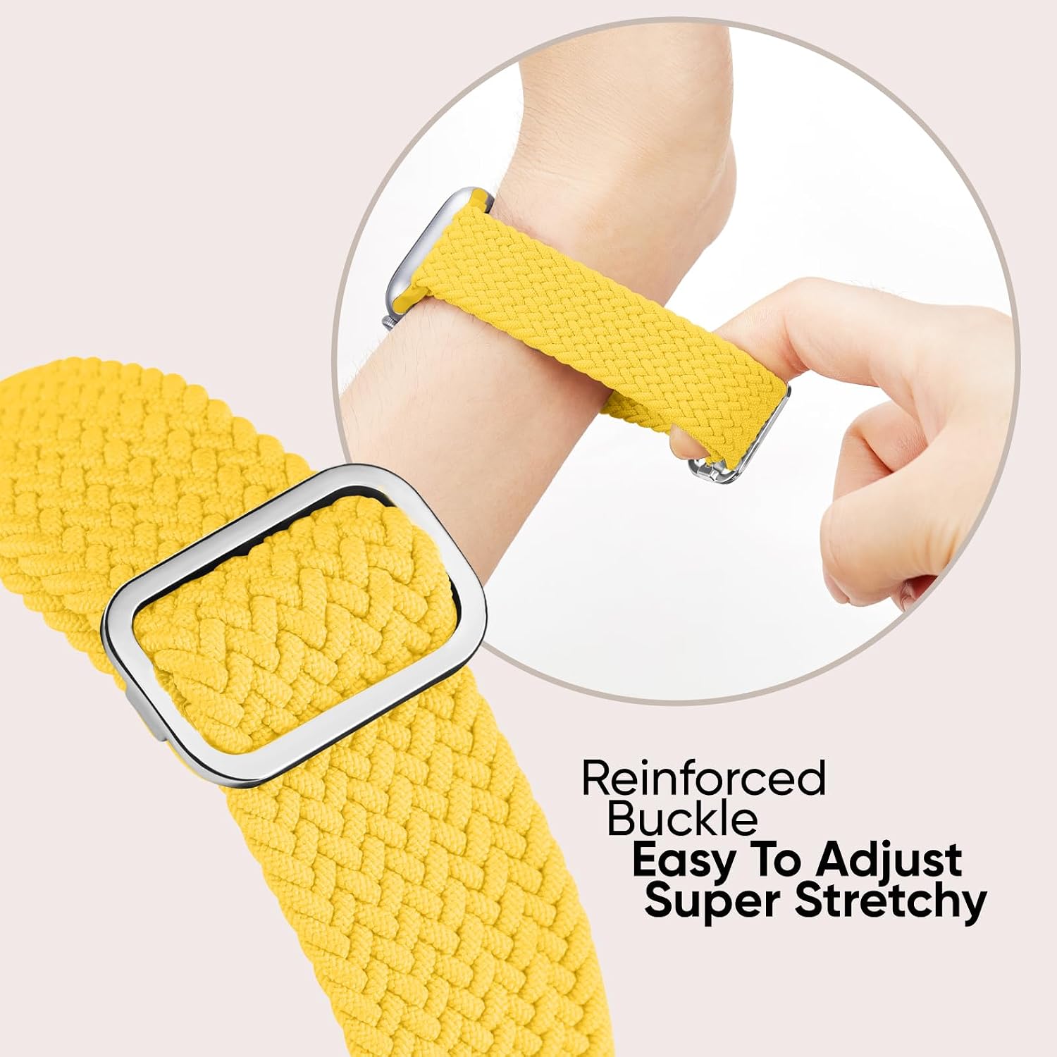 Detalle de Raradev 5-Pack Braided Elastic Sport Loop Bands for Apple Watch (women) – compatible with 38–49mm models