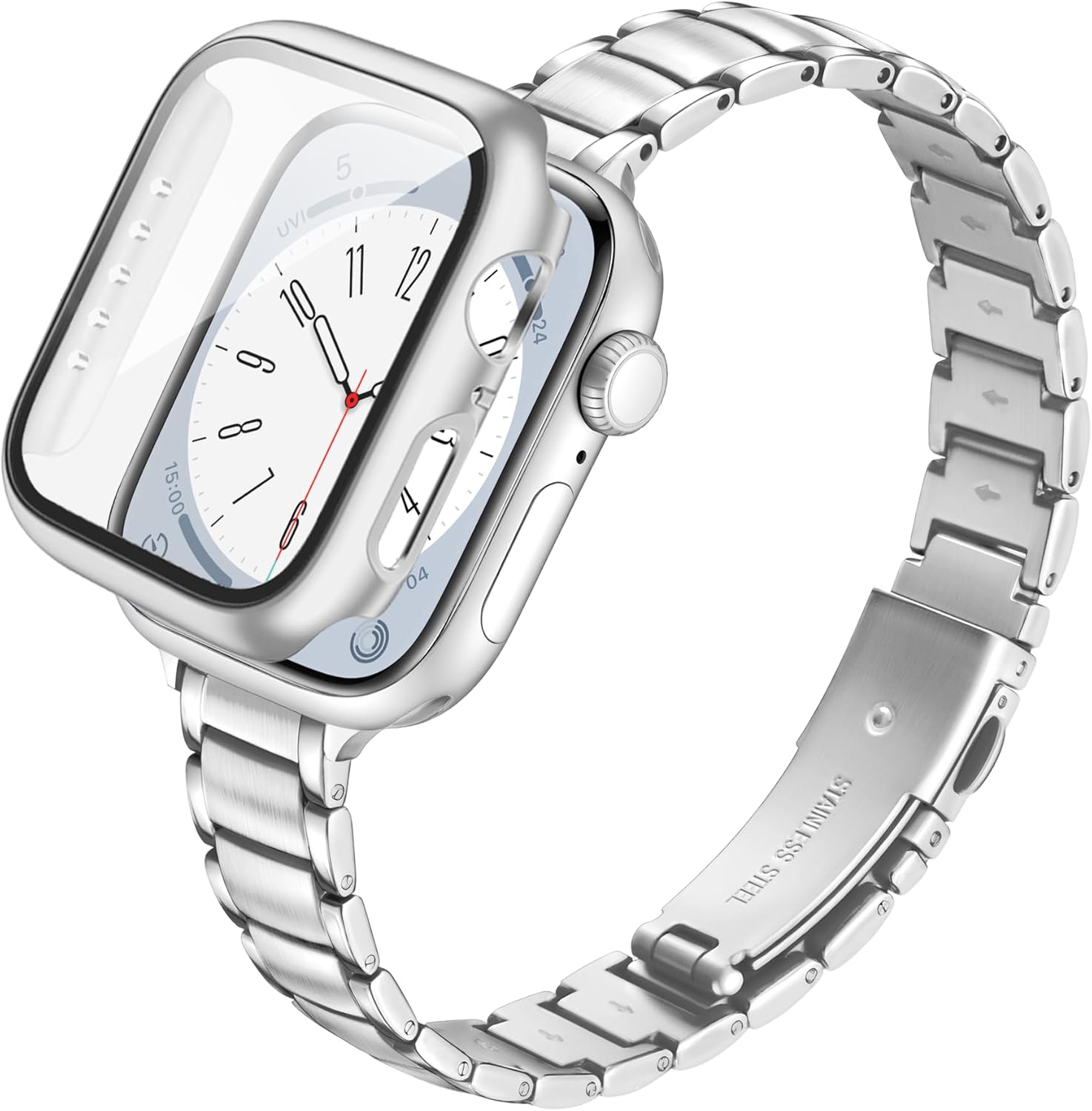 Detalle de G-ficu Slim Stainless Steel Watch Strap with Protective Case for Apple Watch (40mm/41mm/44mm)