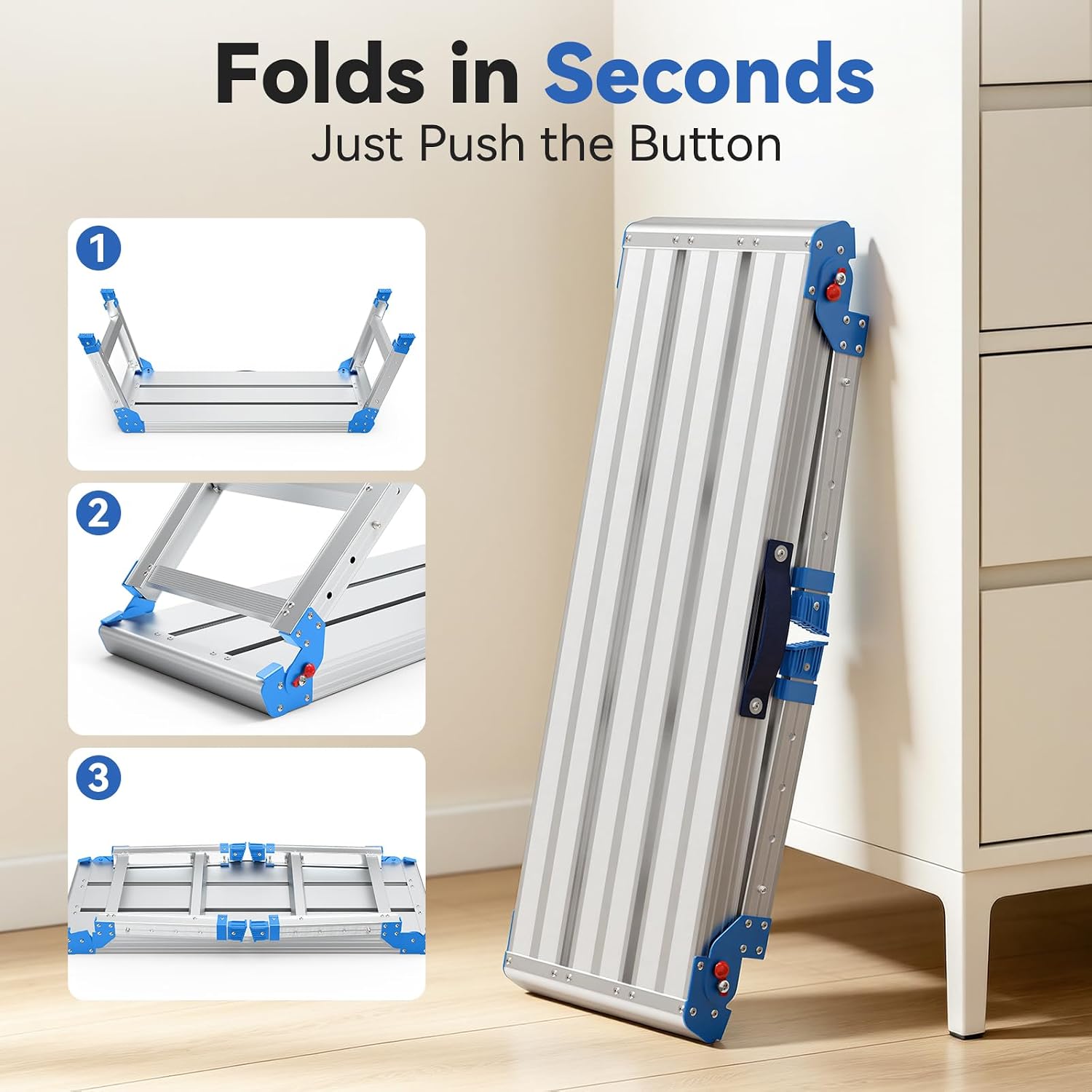 Detalle de Loyoda FBL900475 Folding Work Platform, 600 lb Capacity, 4-Level Height