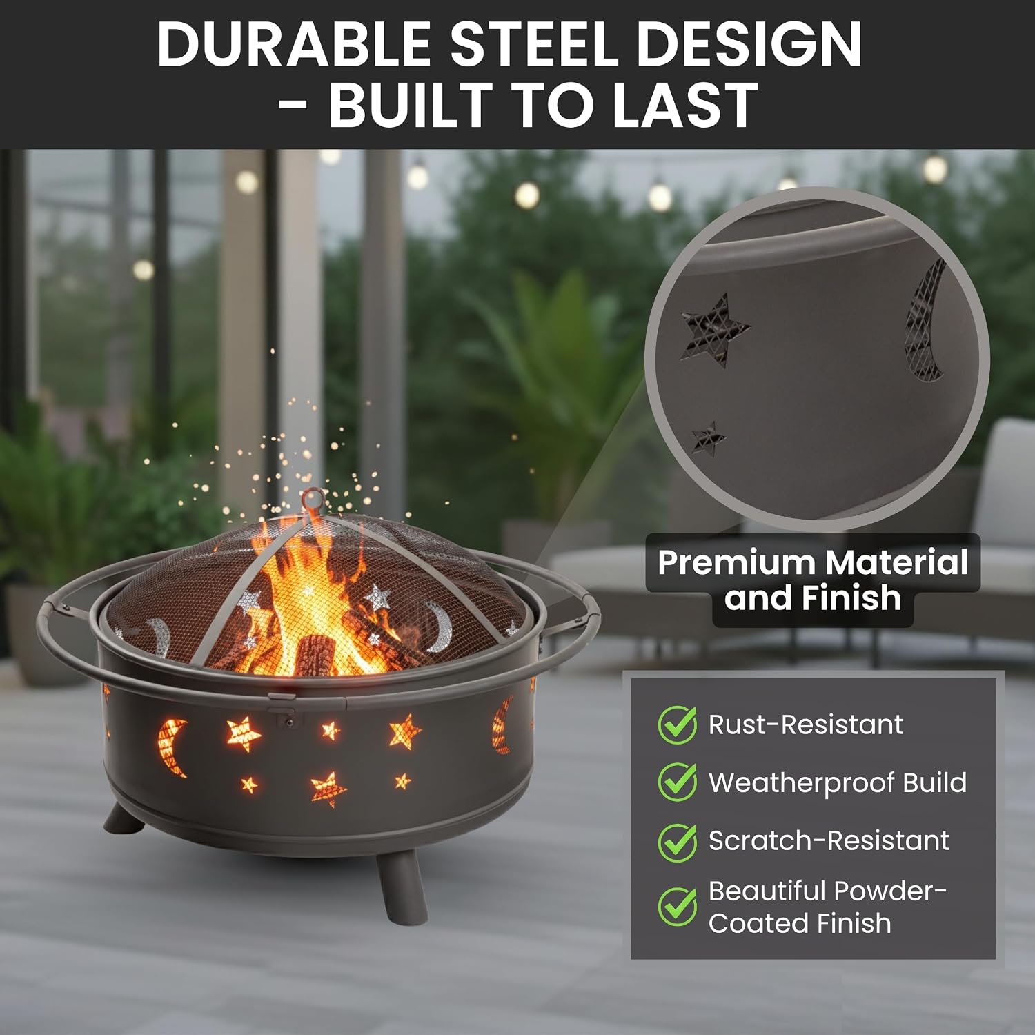 Detalle de Pure Garden Outdoor Fire Pit, 32-Inch