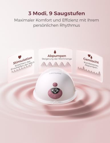 Detalle de Momcozy M5Smart Milchpumpe Elektrische, freihändig, App-steuerbar – 2er Pack in Rot