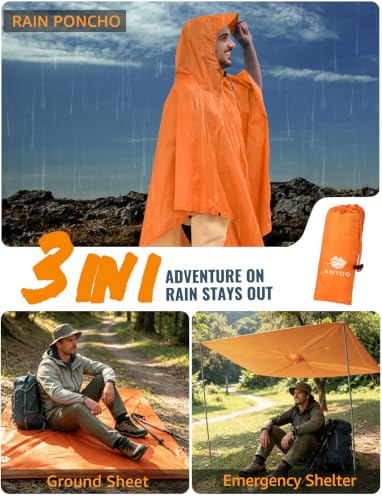 Detalle 2 de ANYOO Wasserdichter Regenponcho Unisex – leicht, wiederverwendbar und vielseitig