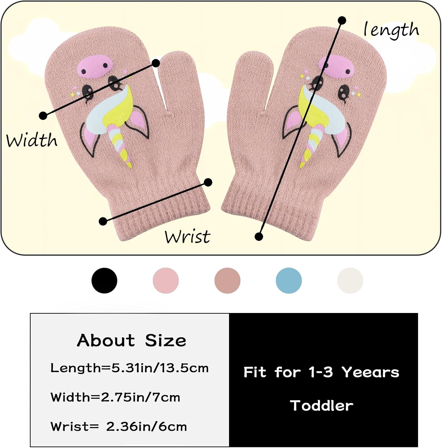Thumbnail 5 de PEECABE Knitted Toddler Mittens with Stretch for Fall and Winter