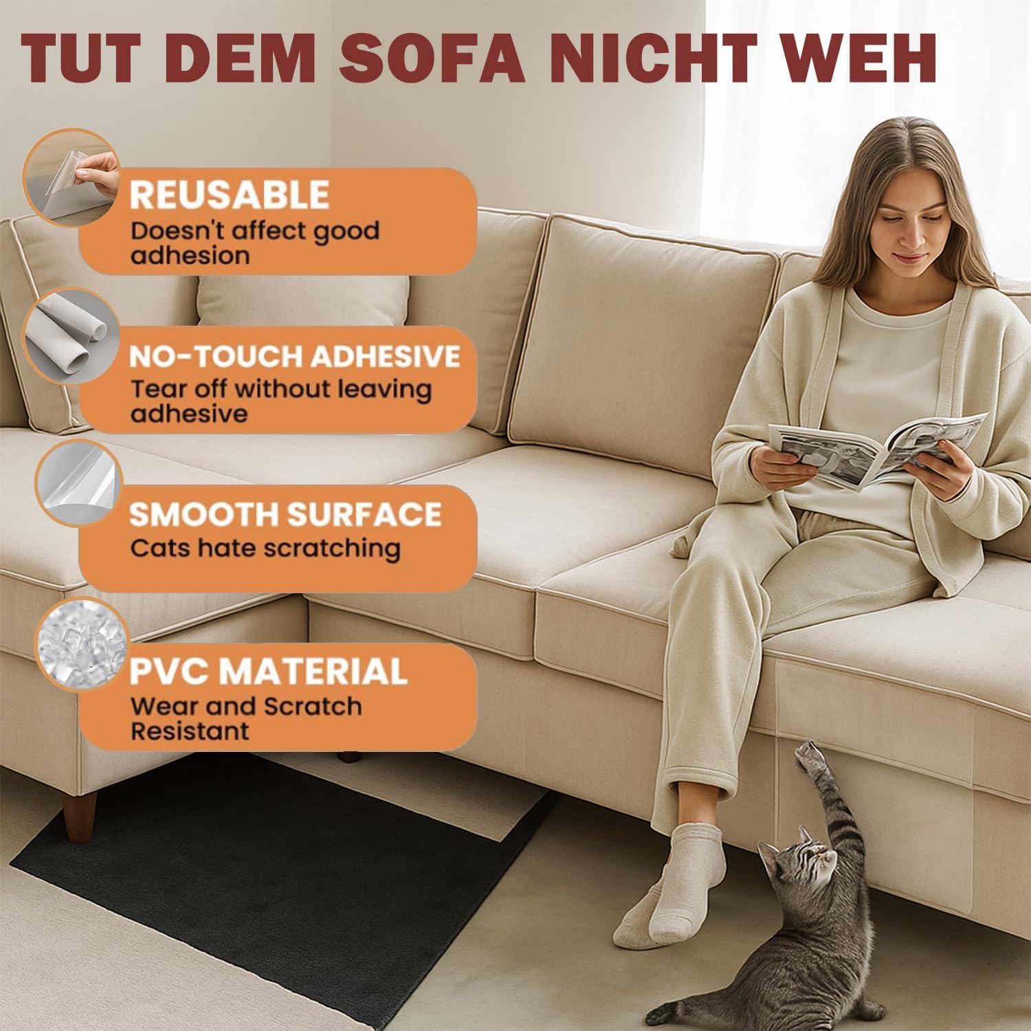 Detalle 2 de Kratzschutz Tape 30 cm x 5 m für Katzen