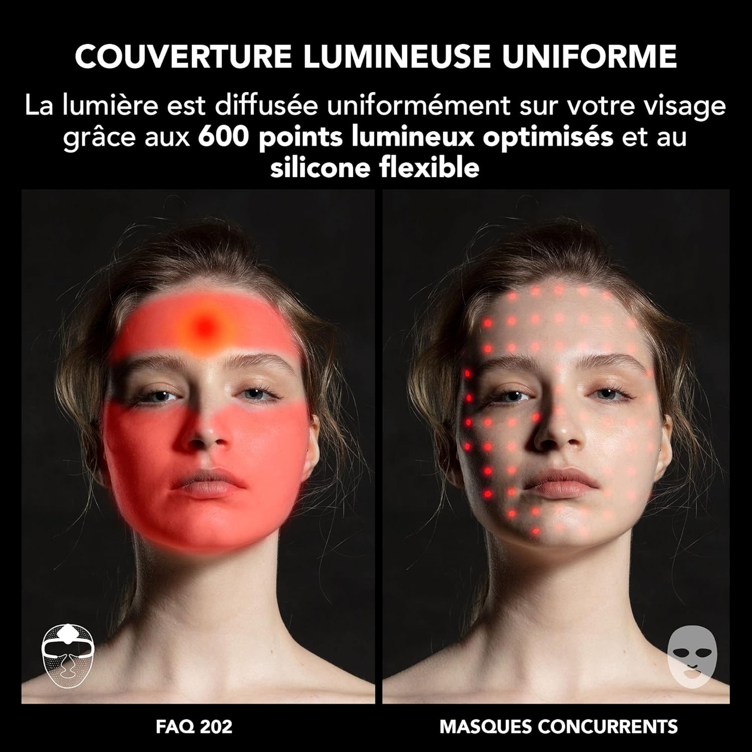 Thumbnail 4 de FAQ 202 Masque LED visage sans fil en silicone avec 8 réglages lumineux et étui de voyage