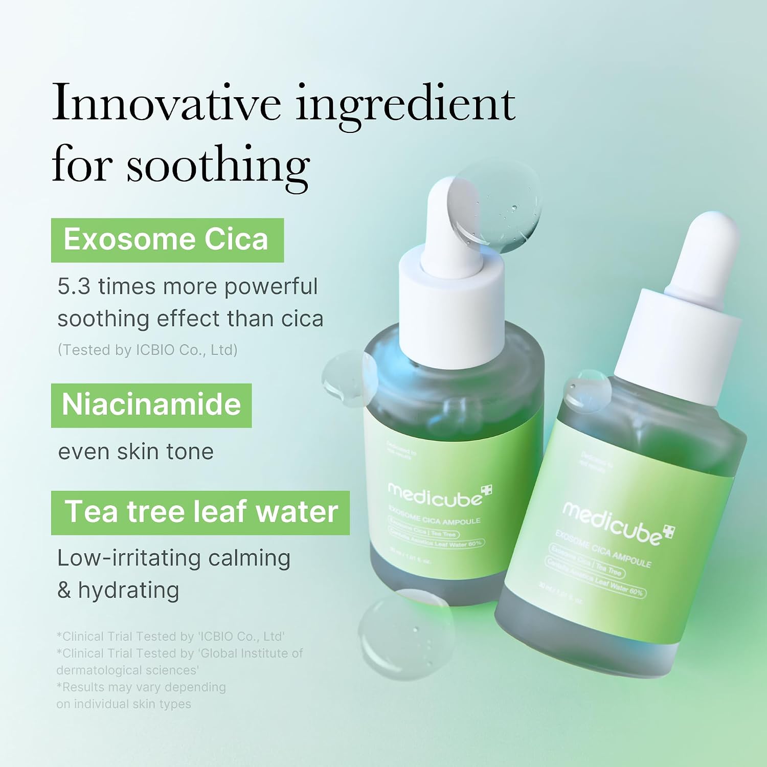Detalle de medicube Exosome Cica Tea Tree Ampoule – beruhigendes Serum für empfindliche Haut, 30 ml