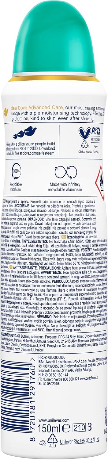 Thumbnail 1 de Dove Advanced Care Go Fresh spray deodorante 6×150 ml