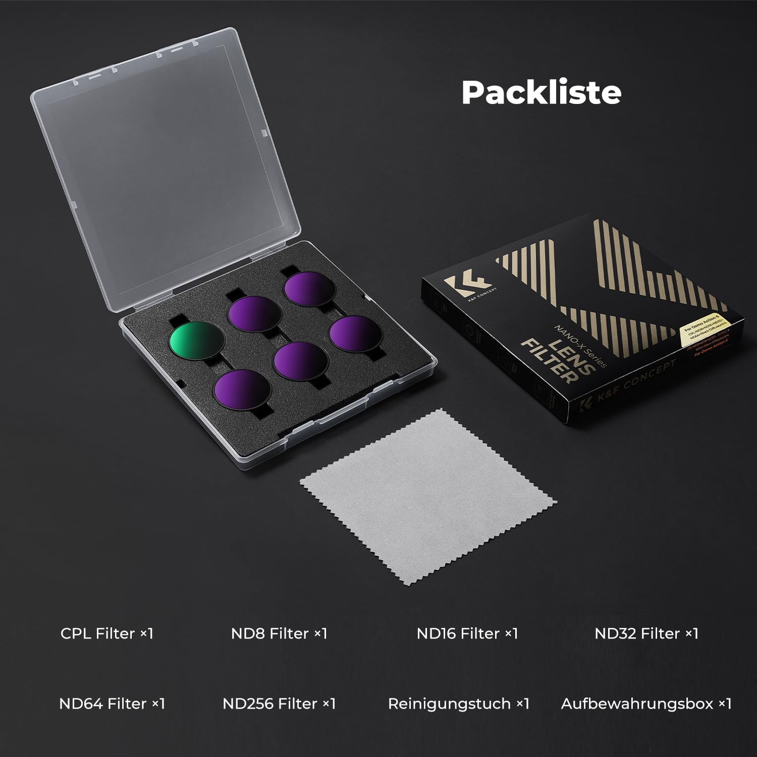Thumbnail 6 de K&F CONCEPT 6er-Pack Clip-On CPL/ND Filter für DJI Osmo Action 6