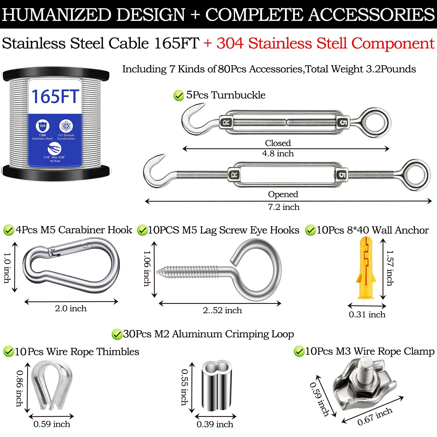 Thumbnail 5 de 50M 304 Stainless Steel Garden Wire Rope 2mm