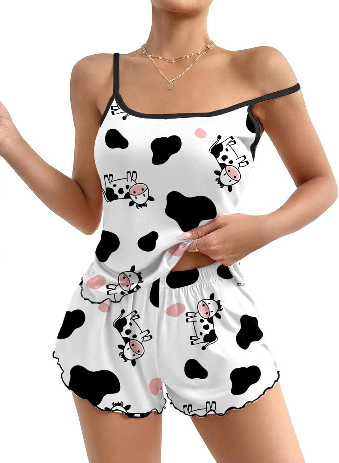 Detalle de Ekouaer Women's Cami Pajama Set Polyester
