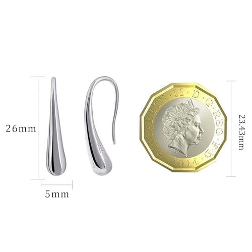 Detalle de Weviway S925 Sterling Silver Teardrop Pull-Through Earrings