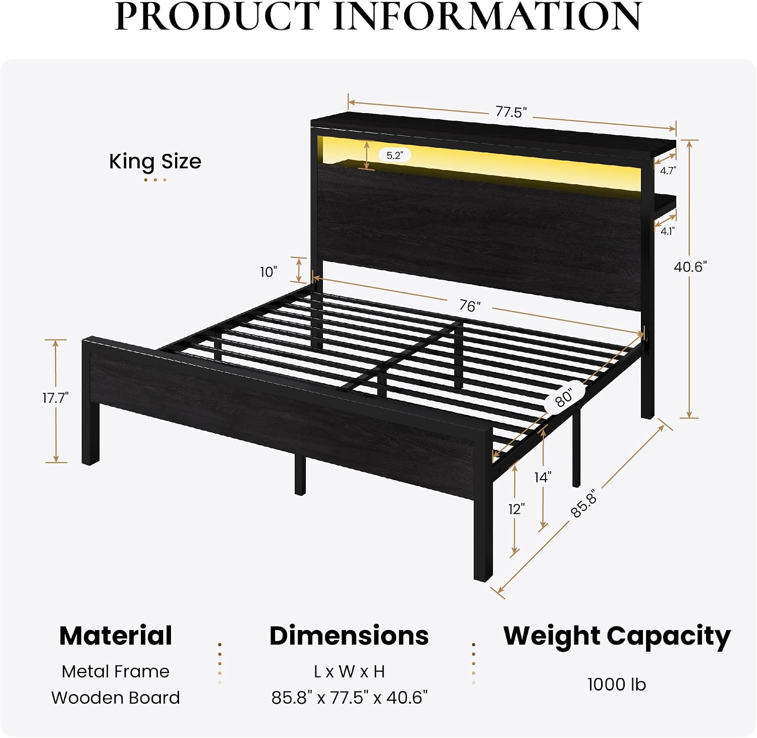 Thumbnail 1 de SHA CERLIN King Bed Frame