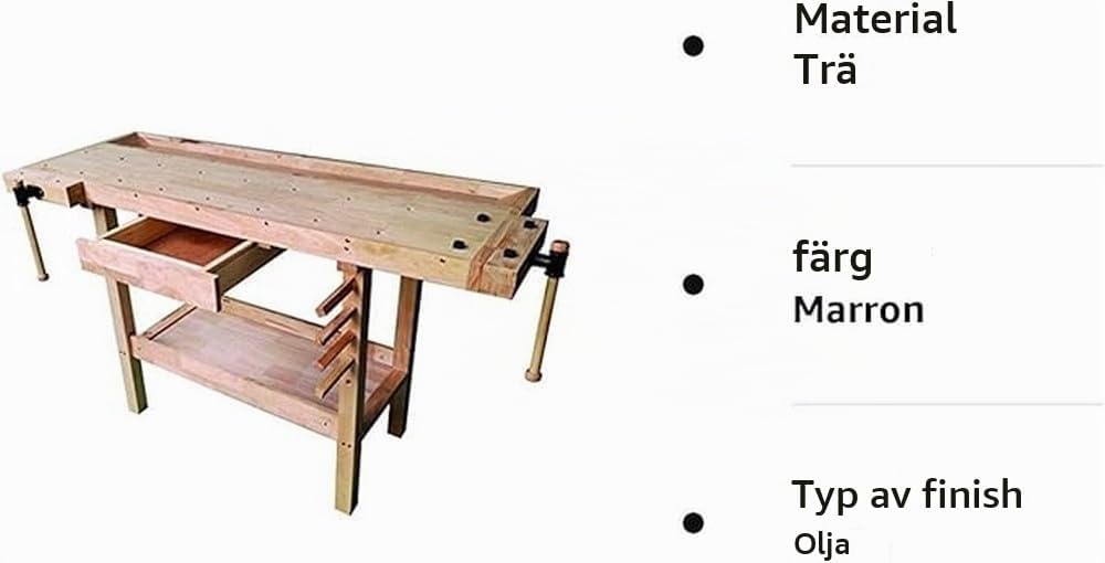 Thumbnail 1 de Vigor 4894510 arbetsbänk i trä med oljad yta och 150 kg lastkapacitet