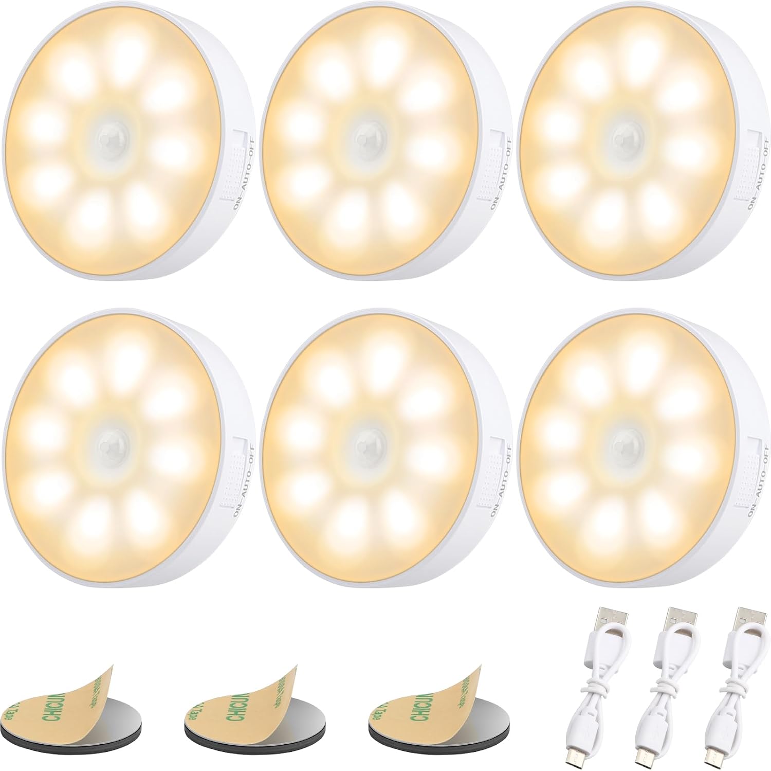 Detalle de Electight HML6 rörelsesensorlampa, 8 LED, 3000 K varmvitt, 6-pack