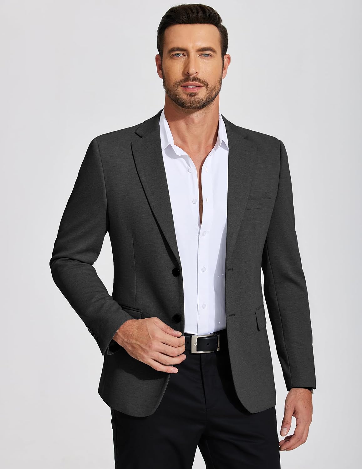 Detalle 2 de COOFANDY Men's Casual Knit Blazer, Lightweight Two-Button Sport Coat