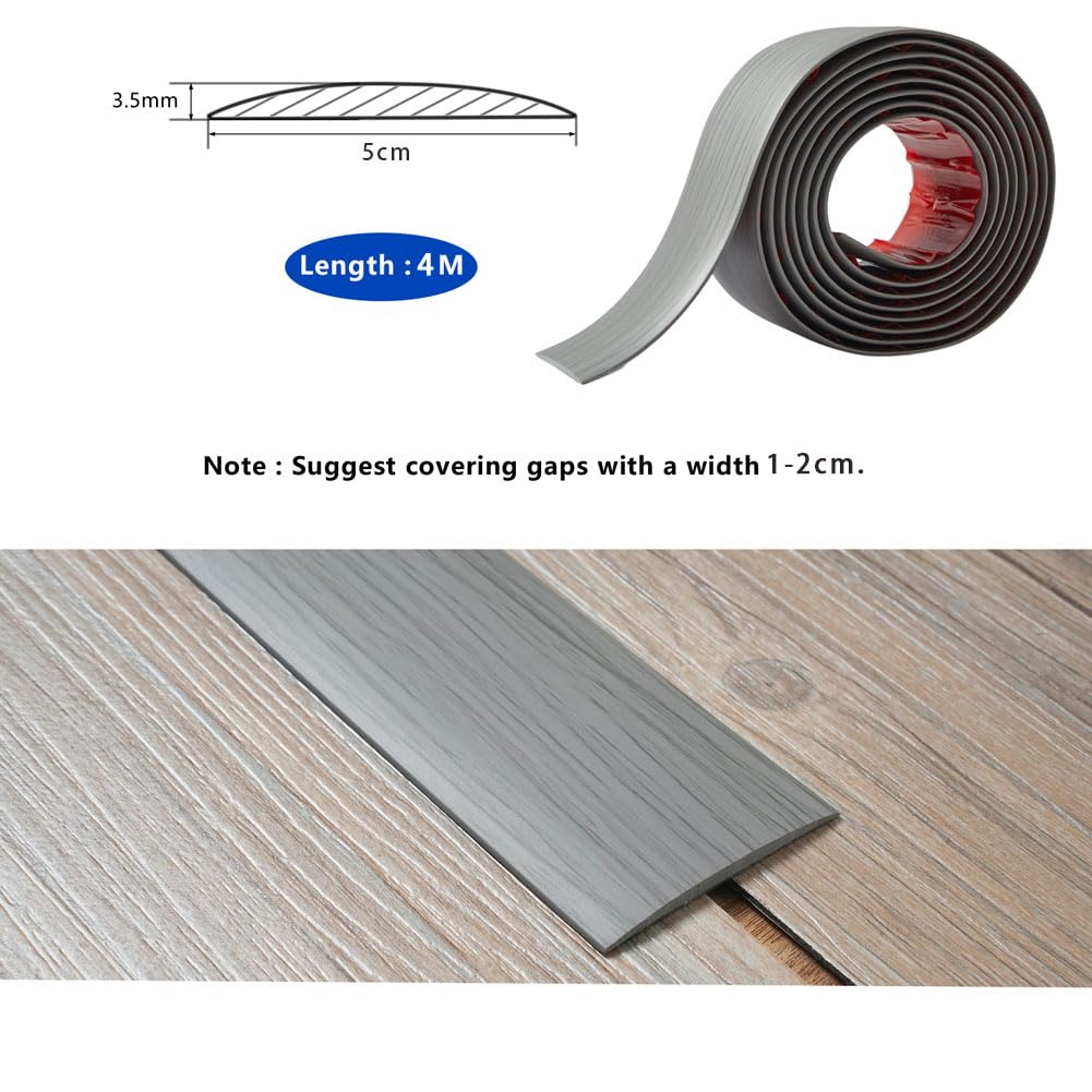 Detalle de 4M PVC Floor Transition Strip – Laminate Floor Cover Strips, Self-Adhesive 4m × 5cm in Grey Wood Grain