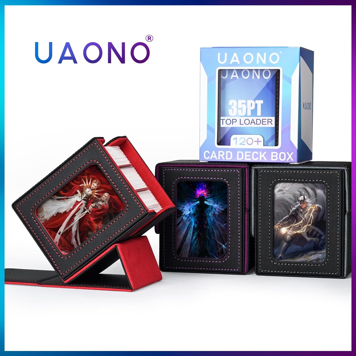 Thumbnail 6 de UAONO Magic Deck Box für MTG Commander (EDH) mit Top Loader, 2 Trennwänden und Magnetschluss