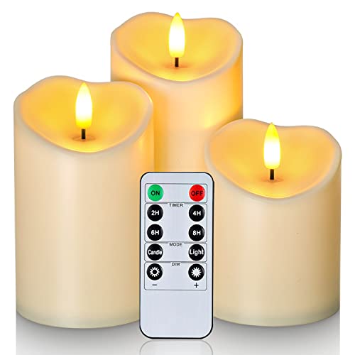 Detalle de Homemory Outdoor-LED-Kerzen, 3er-Set mit Fernbedienung und Timer