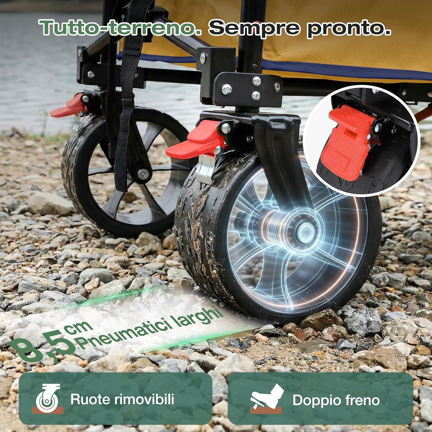 Detalle de Sekey Carrello Pieghevole XXL 135L SE4031: carrello portacarichi leggero, robusto e facile da montare