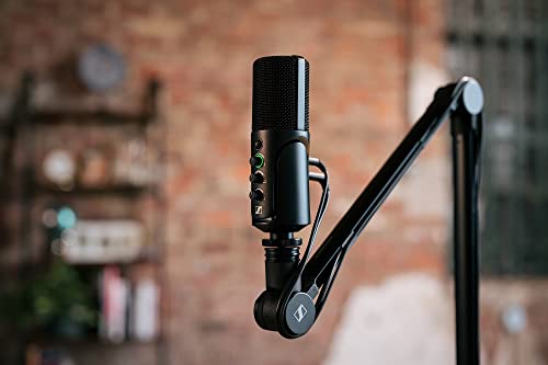 Detalle de Sennheiser Profile Streaming Set mit USB-C Mikrofon, Boom Arm und Kabelaufbewahrung – Schwarz (700100)