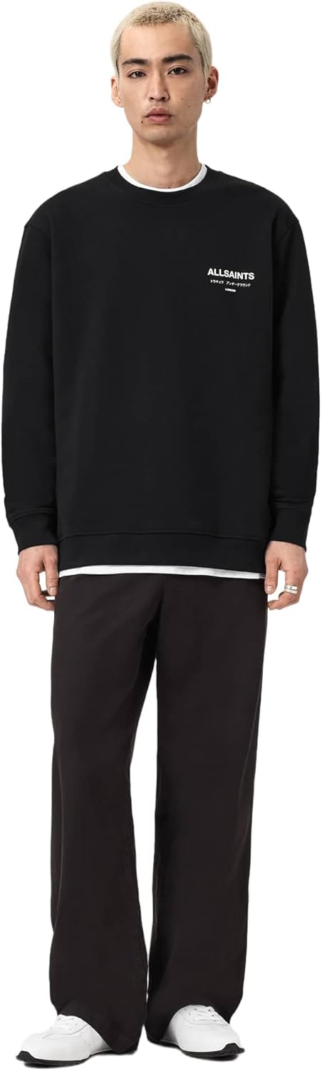 Detalle de Allsaints Underground Crew Maglia di Tuta Uomo (Pacco da 1) – con fodera in pelle traspirante
