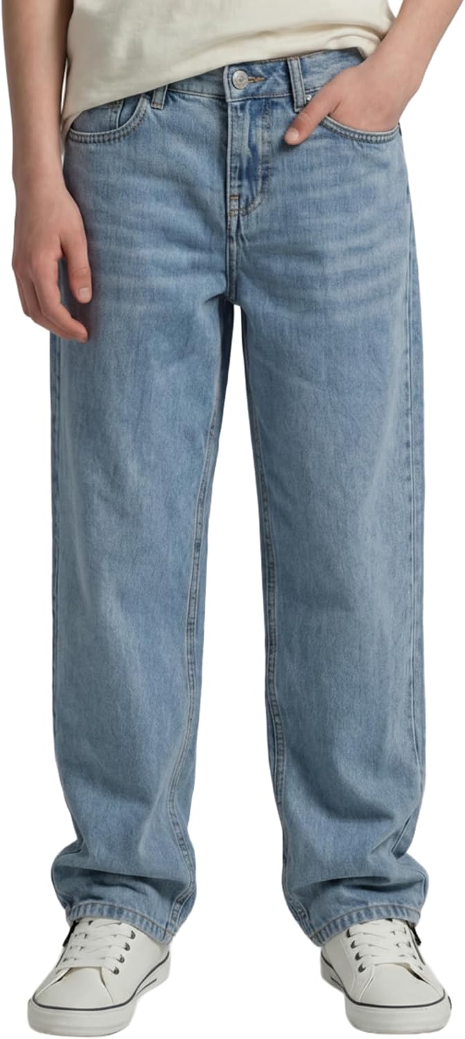 Detalle de Tom Tailor Jungen Baggy Fit Jeans – elastischer Bund innen, 5‑Pocket, Baumwolle