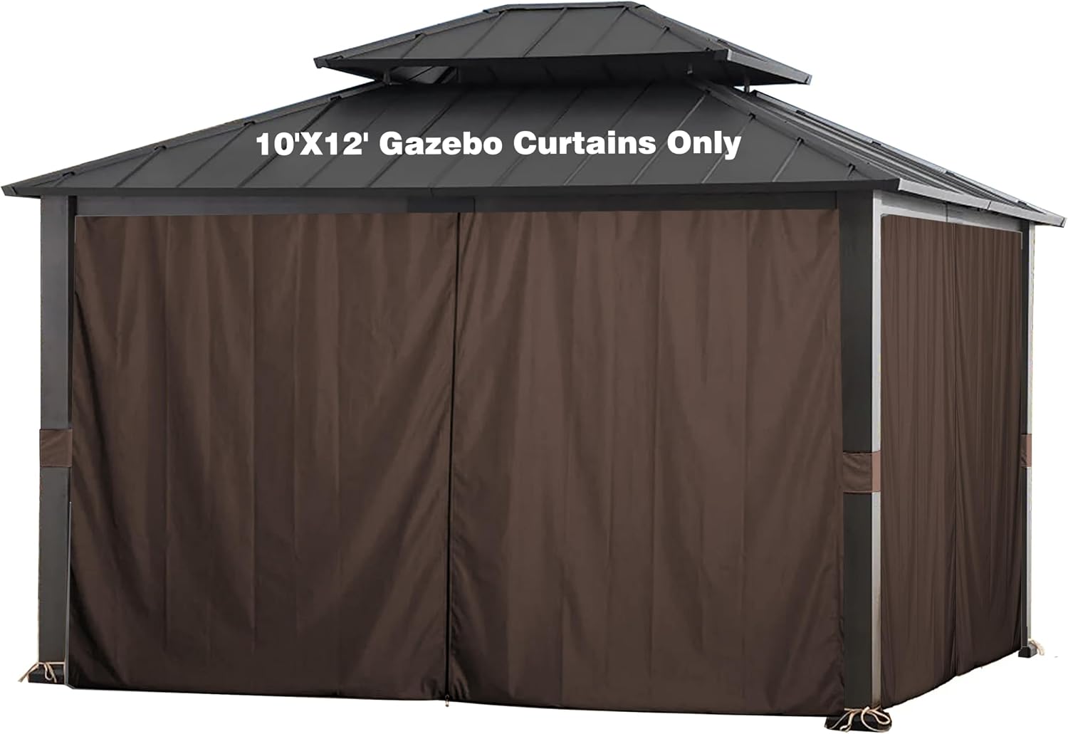 Detalle de SCOCANOPY Brown 10' x 12' Gazebo Privacy Curtain Set with Zippered Sides
