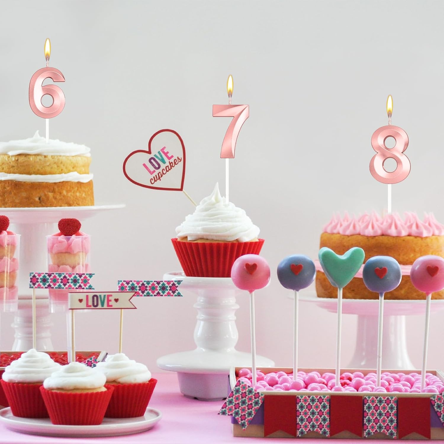 Thumbnail 3 de Yiran 3D Birthday Candles Rose Gold Number 18 (Candle Cake Topper)