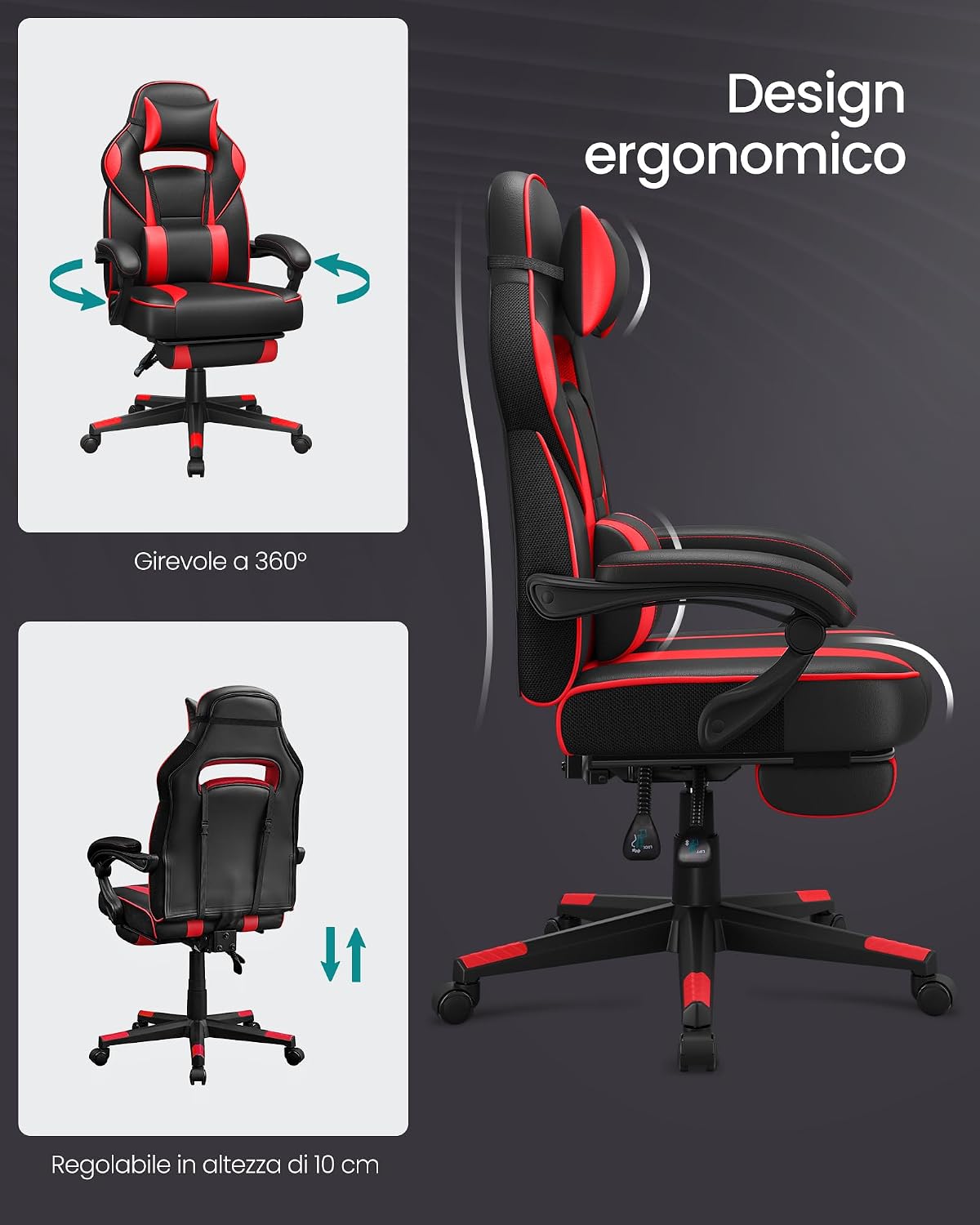Thumbnail 5 de SONGMICS OBG73BRV1 Sedia Racing 150 kg