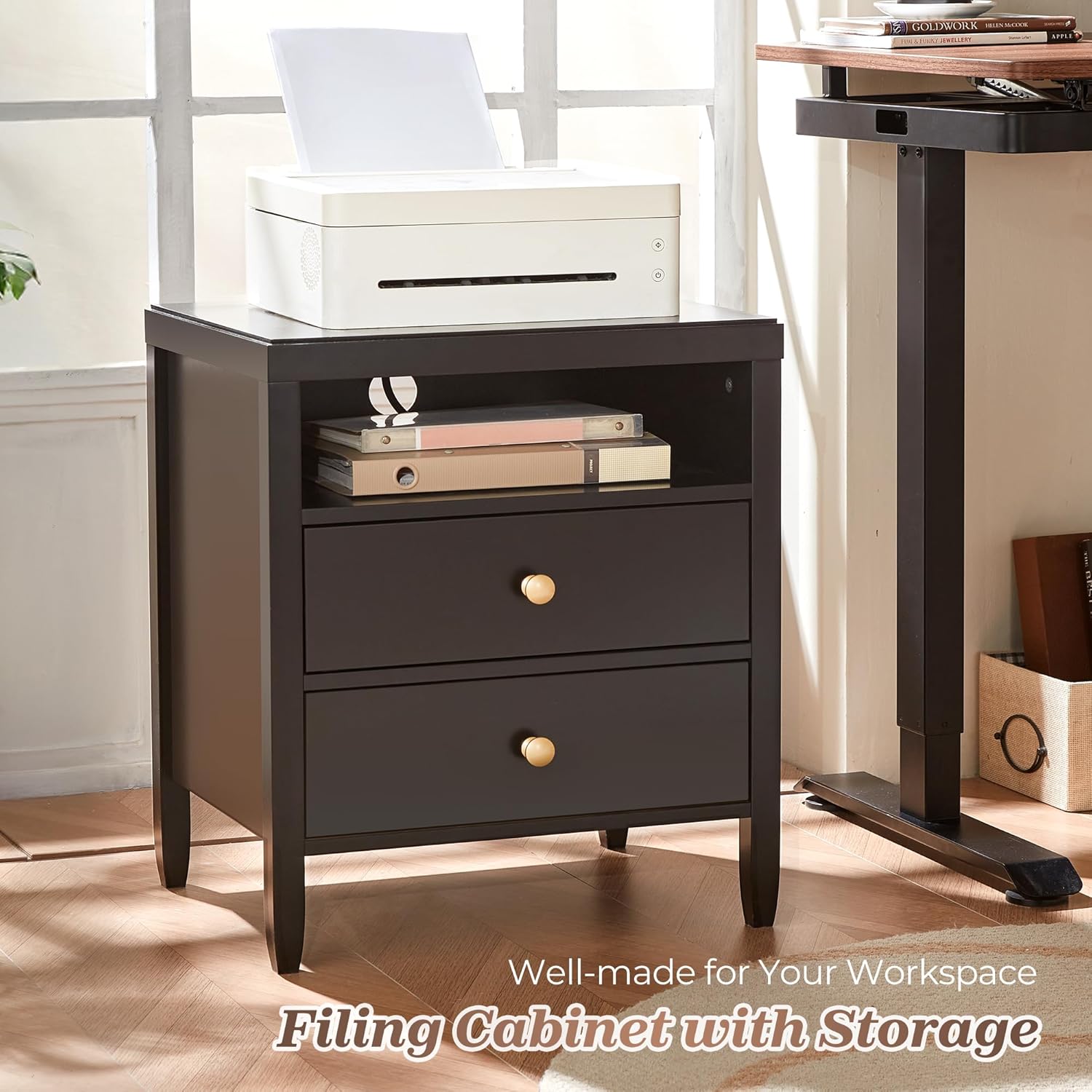 Detalle 2 de Huuger Black Nightstand Set of 2 Charging