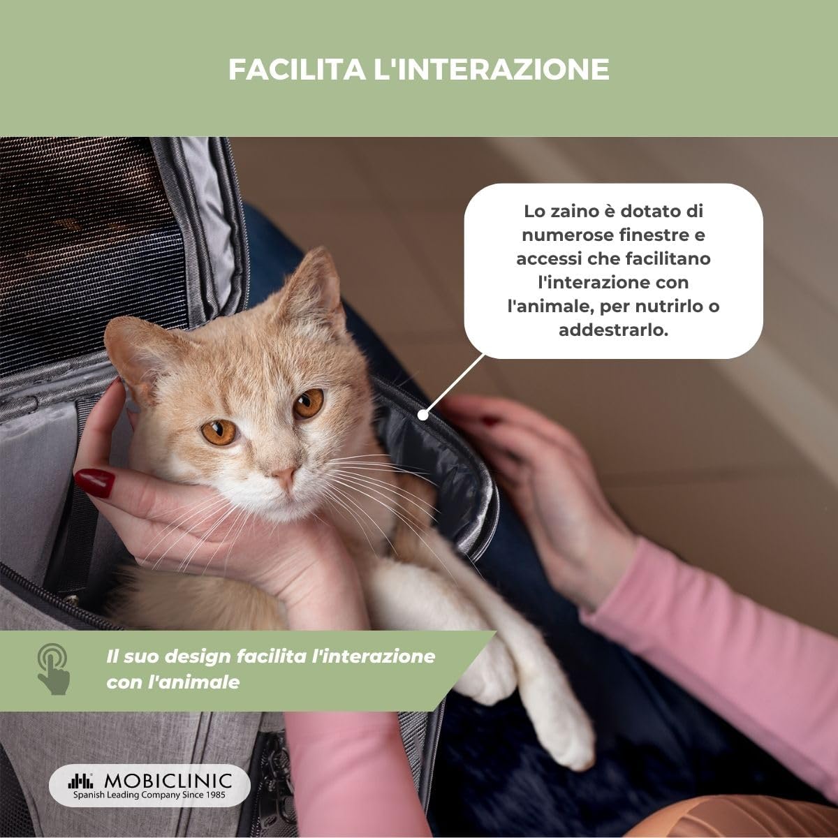 Detalle de Mobiclinic® pets Thor: zaino trasportino pieghevole per cani e gatti 30x25x40 cm