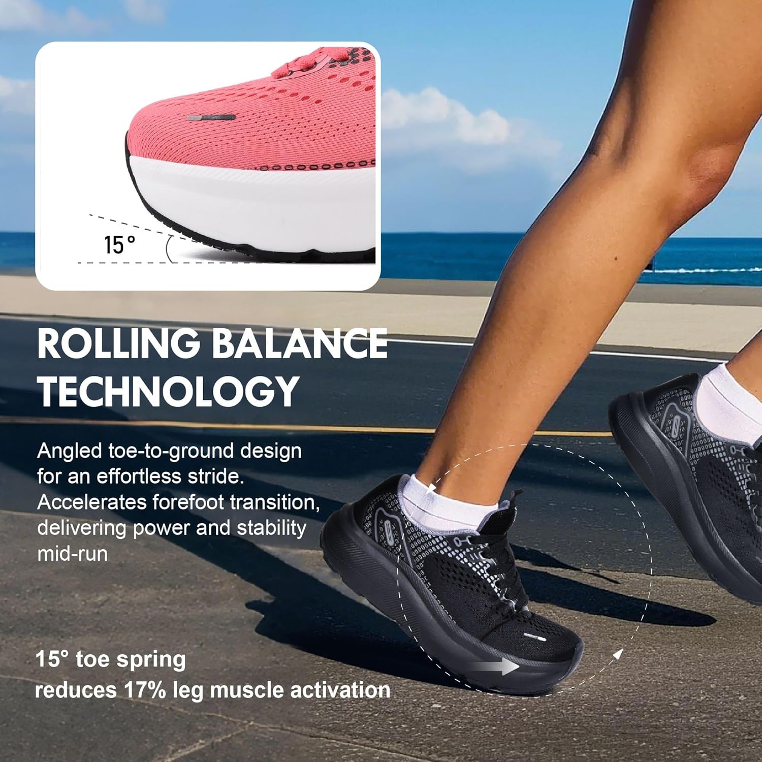 Thumbnail 4 de JACKSHIBO Wide Toe Box Zero-Drop Sneakers with Arch Support for Running, Walking & Plantar Fasciitis