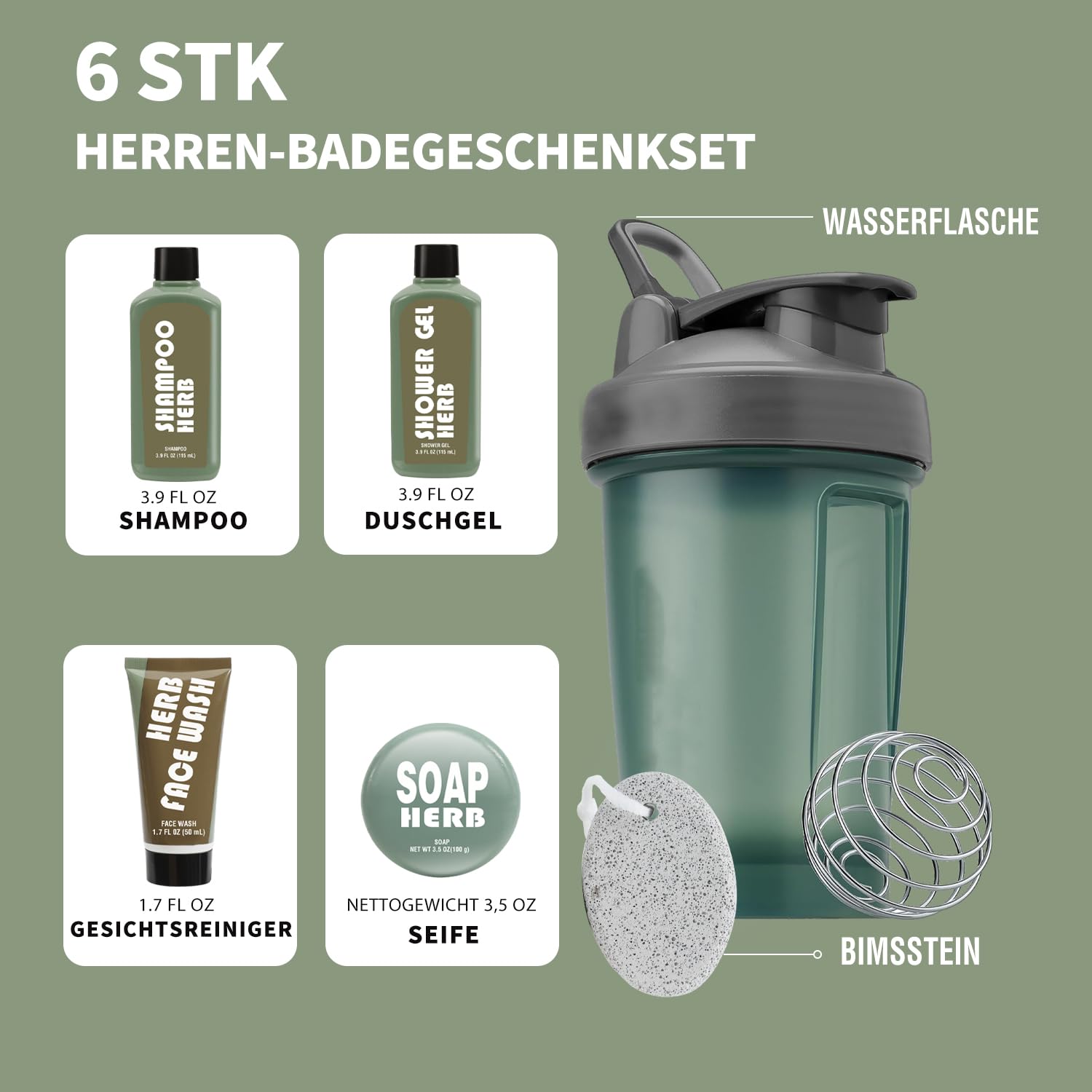Detalle 2 de BODY & EARTH Gifts Männer Bad Geschenkset (6-teilig) mit frischem Vetiverduft
