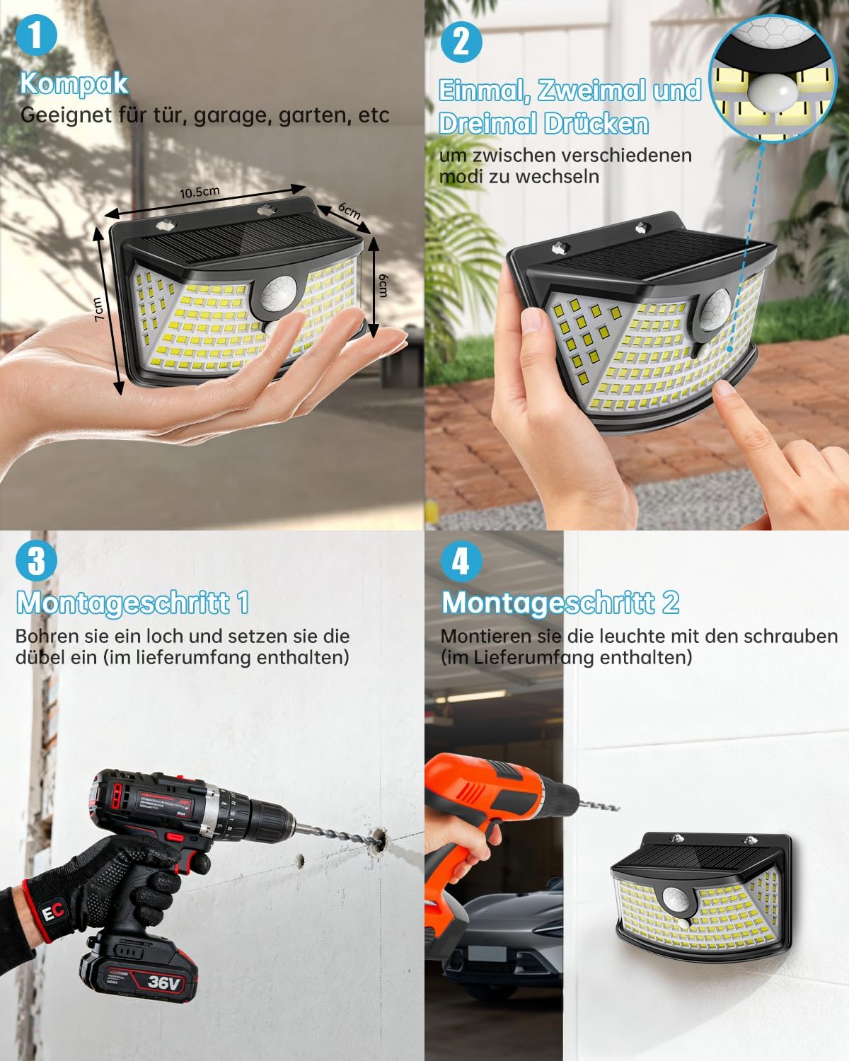 Detalle 1 de Solarlampen für Außen IP65 mit 120 LEDs