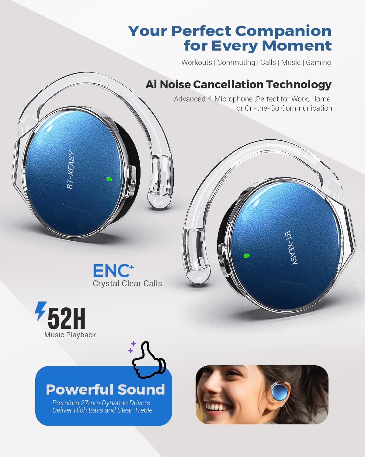 Detalle 2 de On Ear Headphones Bluetooth 5.4 Noise‑Cancelling