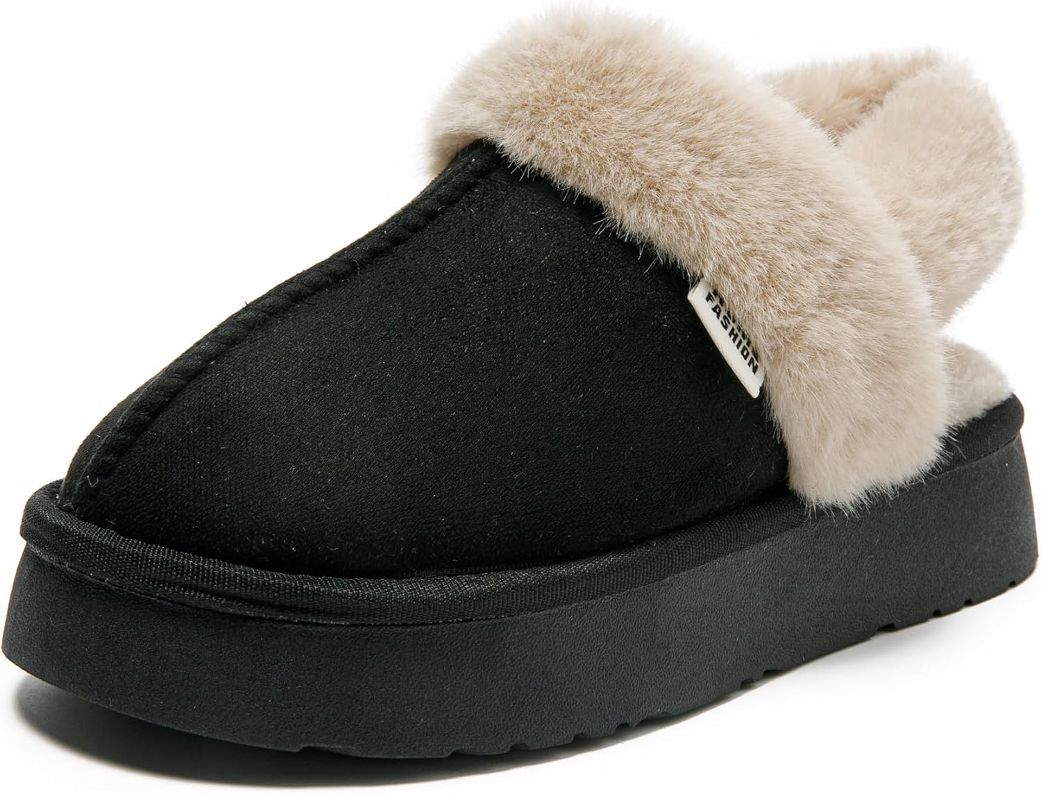 Detalle de JOMIX winterpantoffels voor dames met suède, kunstbont en hielriem