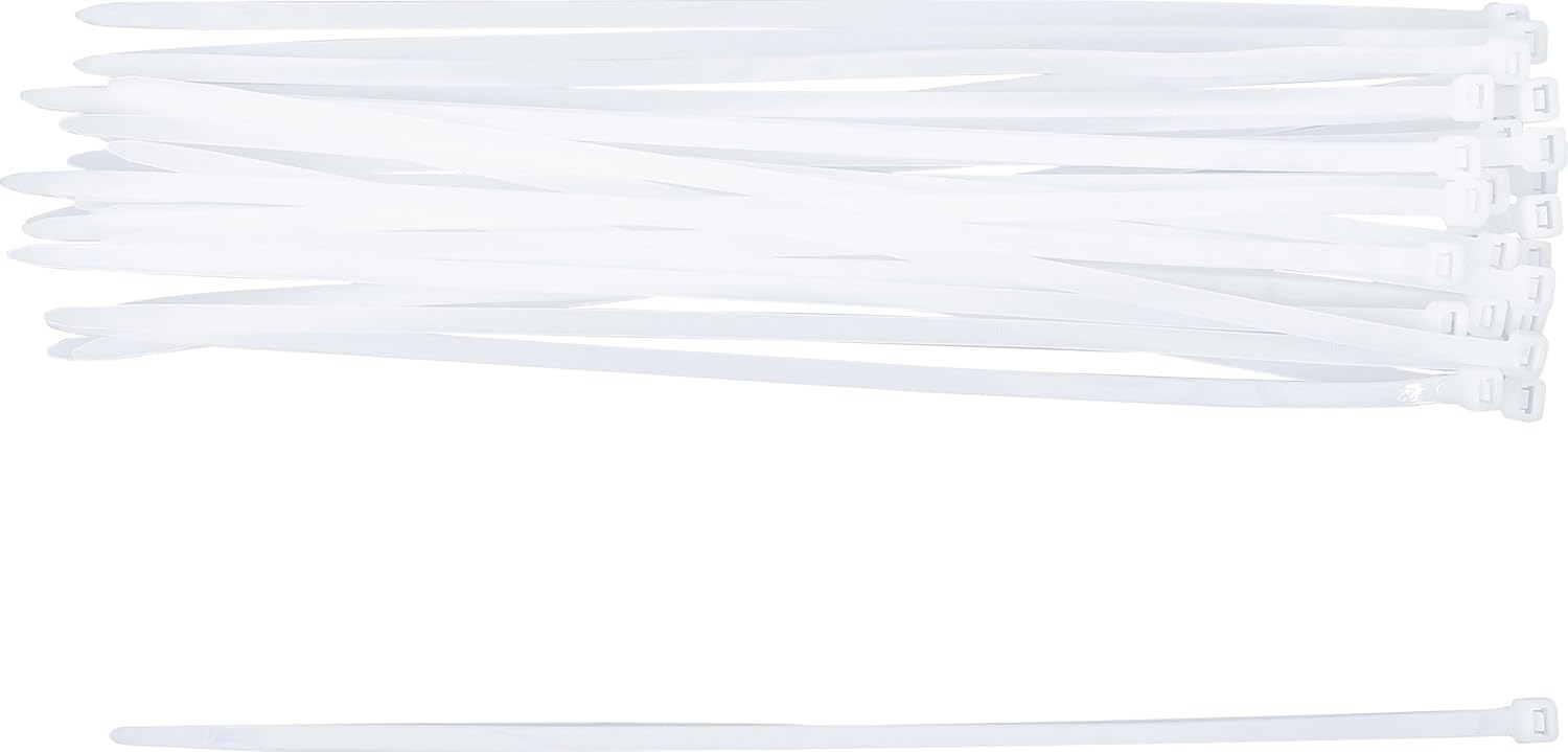 Detalle 2 de BGS 80878 Kabelbinder-Sortiment, 30-tlg., weiß, 8,0 x 400 mm – Nylon 66
