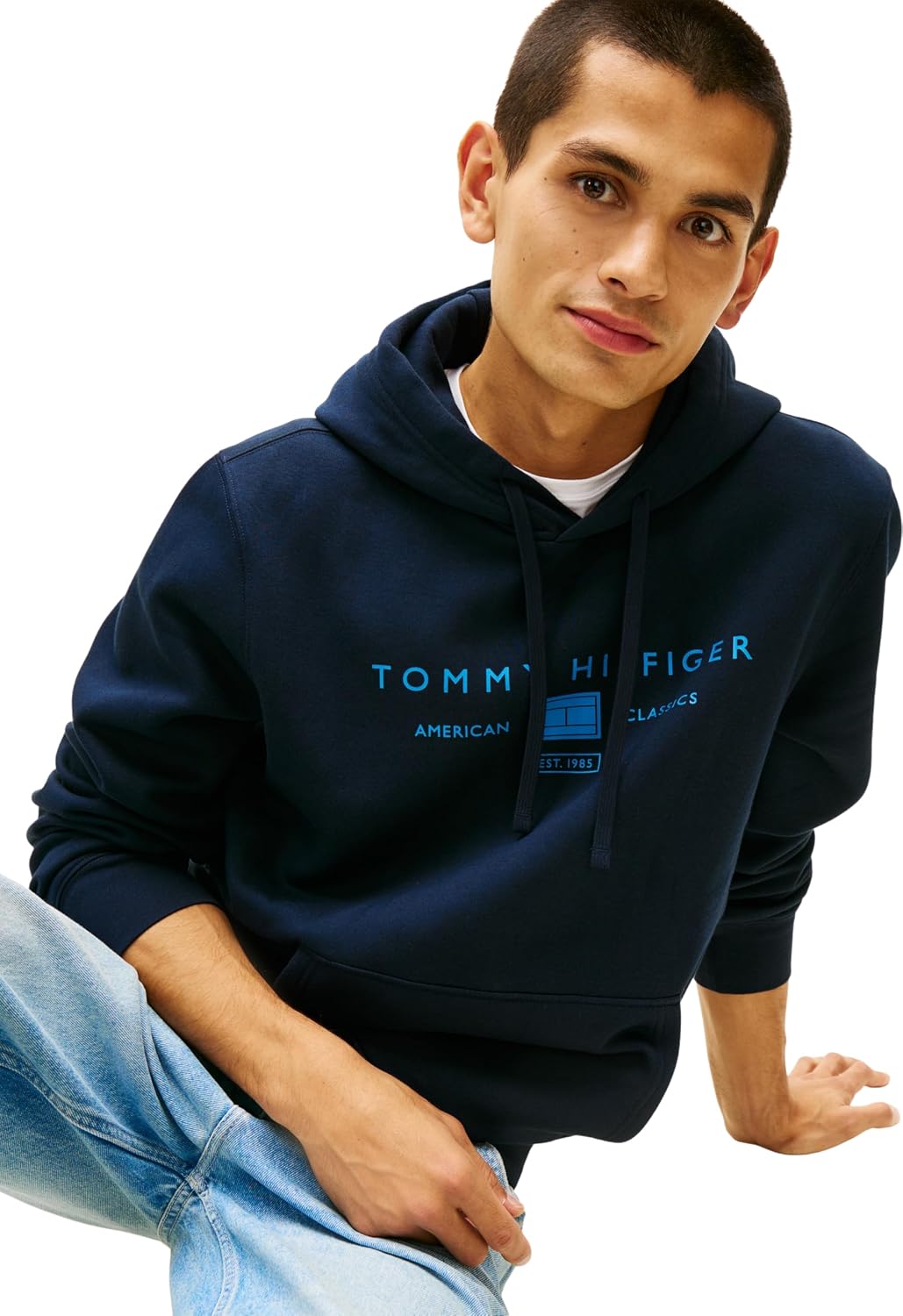 Detalle de Tommy Hilfiger Men's Brand Love Tr Mono Stack Hoody Mw0mw42464 Pullover Hoodie