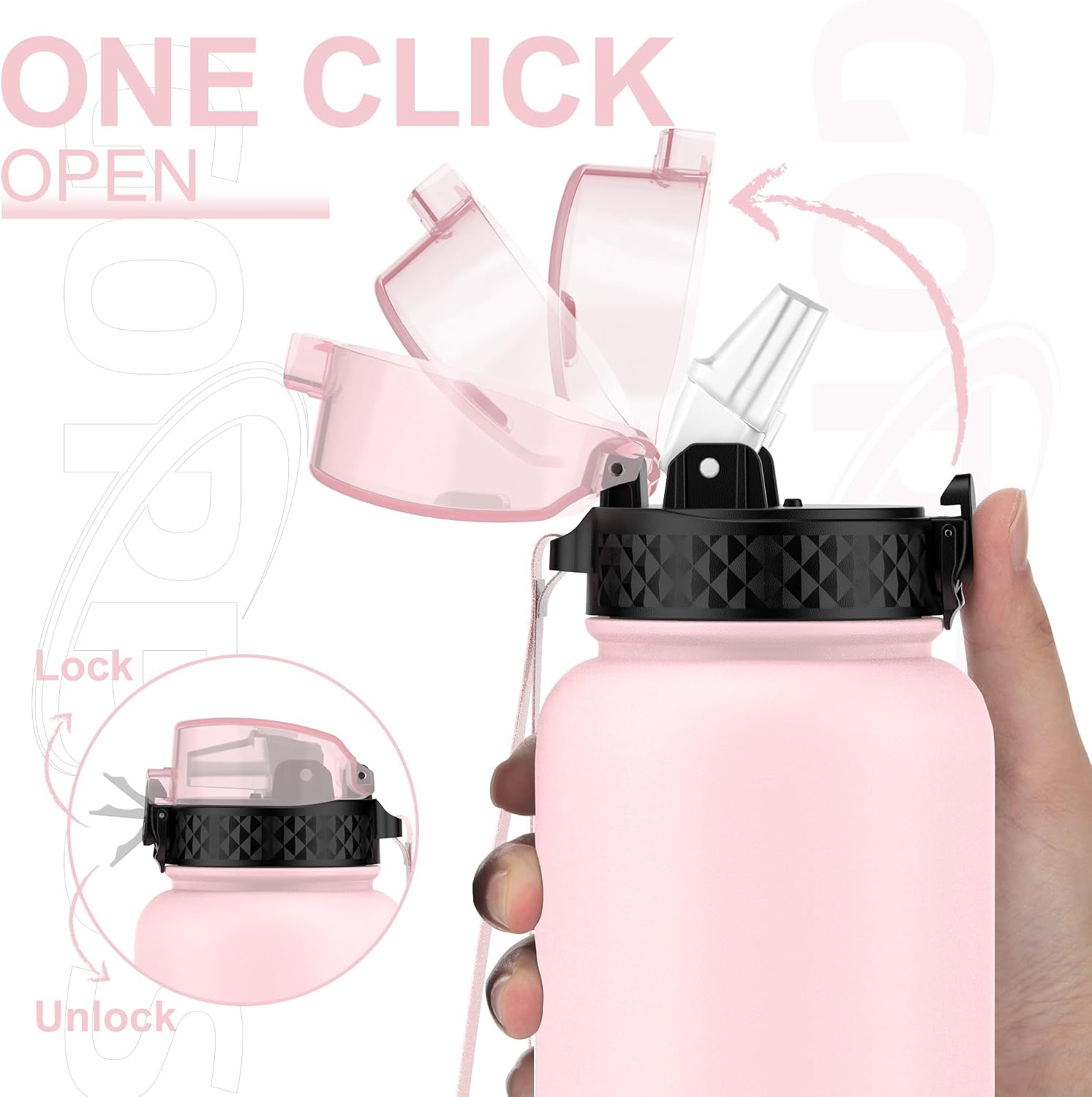 Detalle 2 de GOPPUS 1.2L stainless water bottle with straw