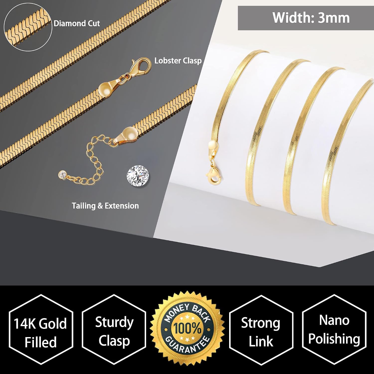 Detalle 2 de Tewiky Schlangenkette 14K vergoldet Choker