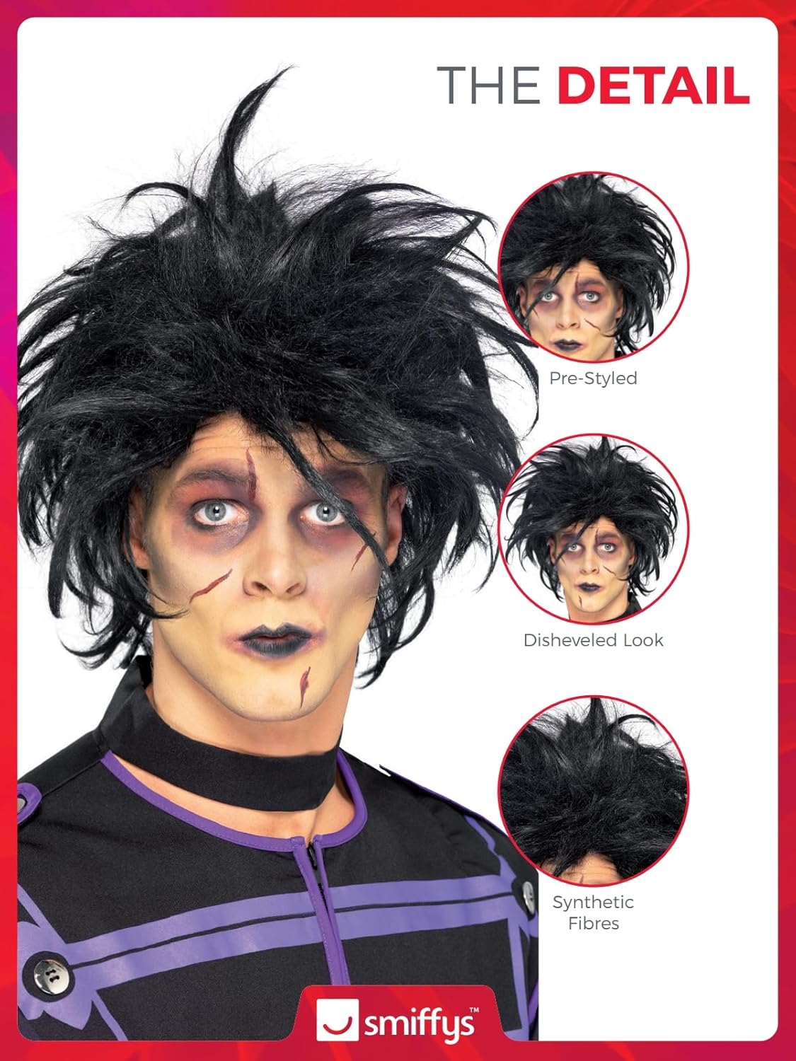 Detalle 2 de Smiffys Psycho Wig perruque noire đ