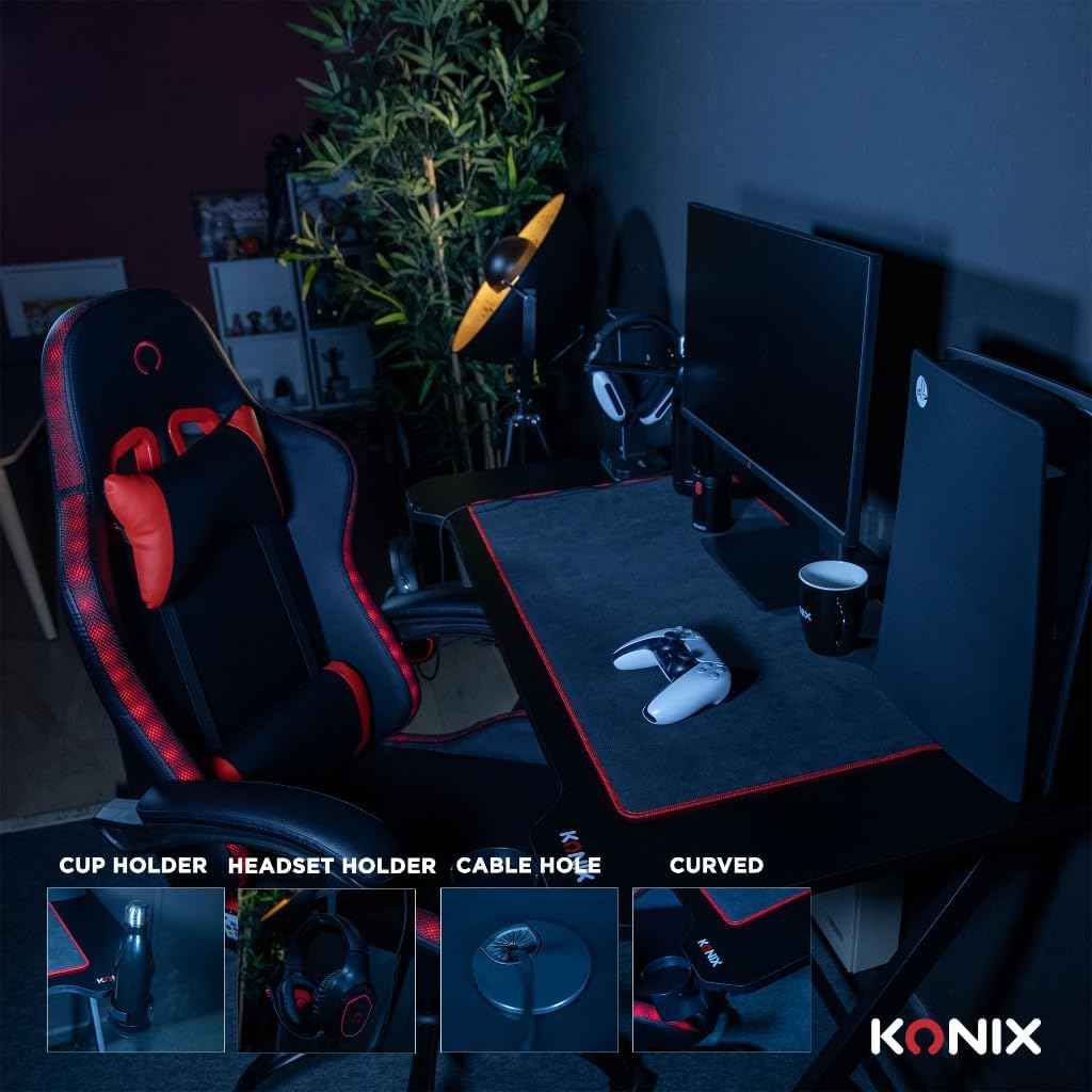 Thumbnail 4 de Konix Fenris Gaming Schreibtisch 120 x 60 x 78 cm – Y-Form, Holz & Metall