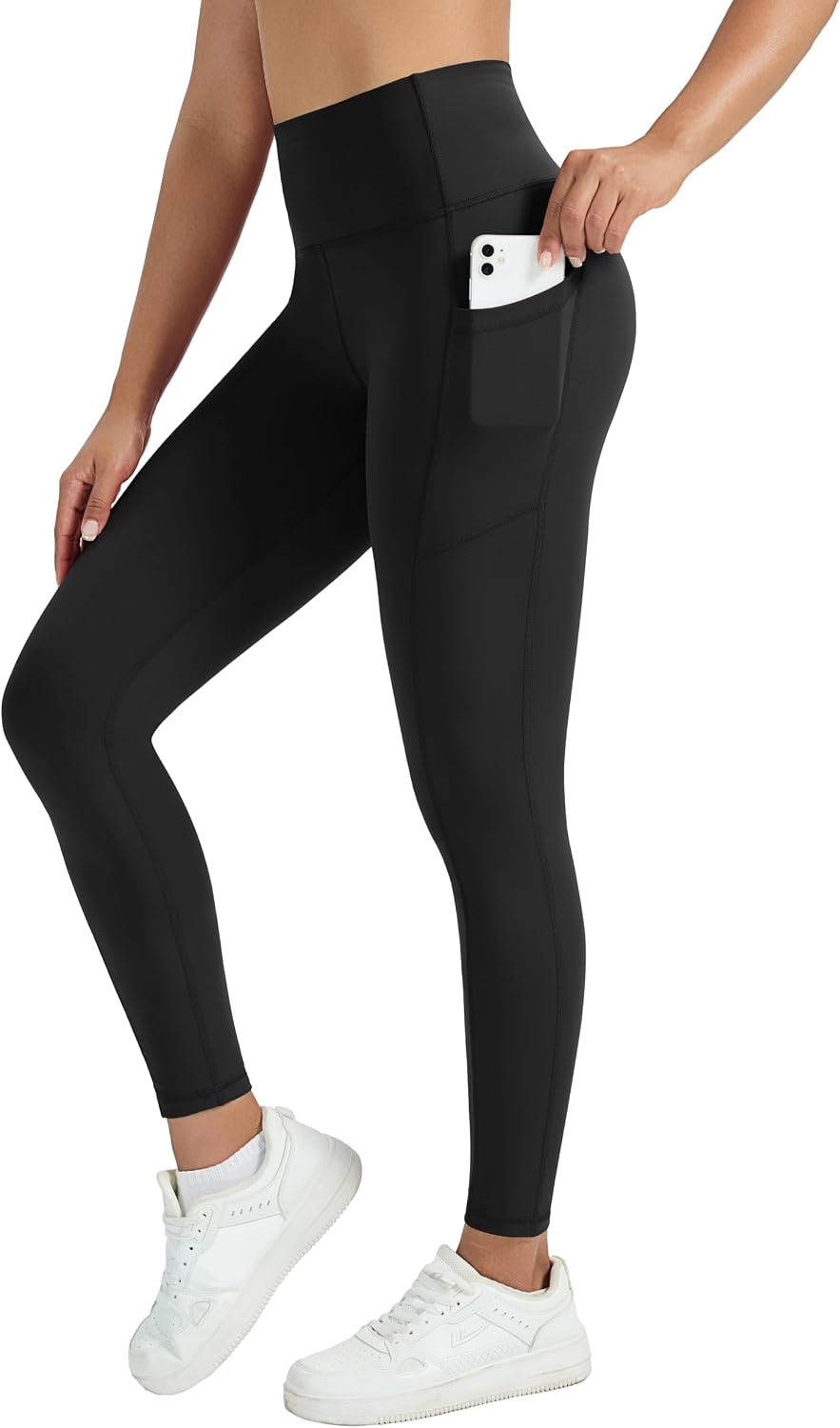 Detalle de Enjoyoga Sport Leggings Damen mit Tasche – High Waist Laufhose für Gym, Yoga & Co.