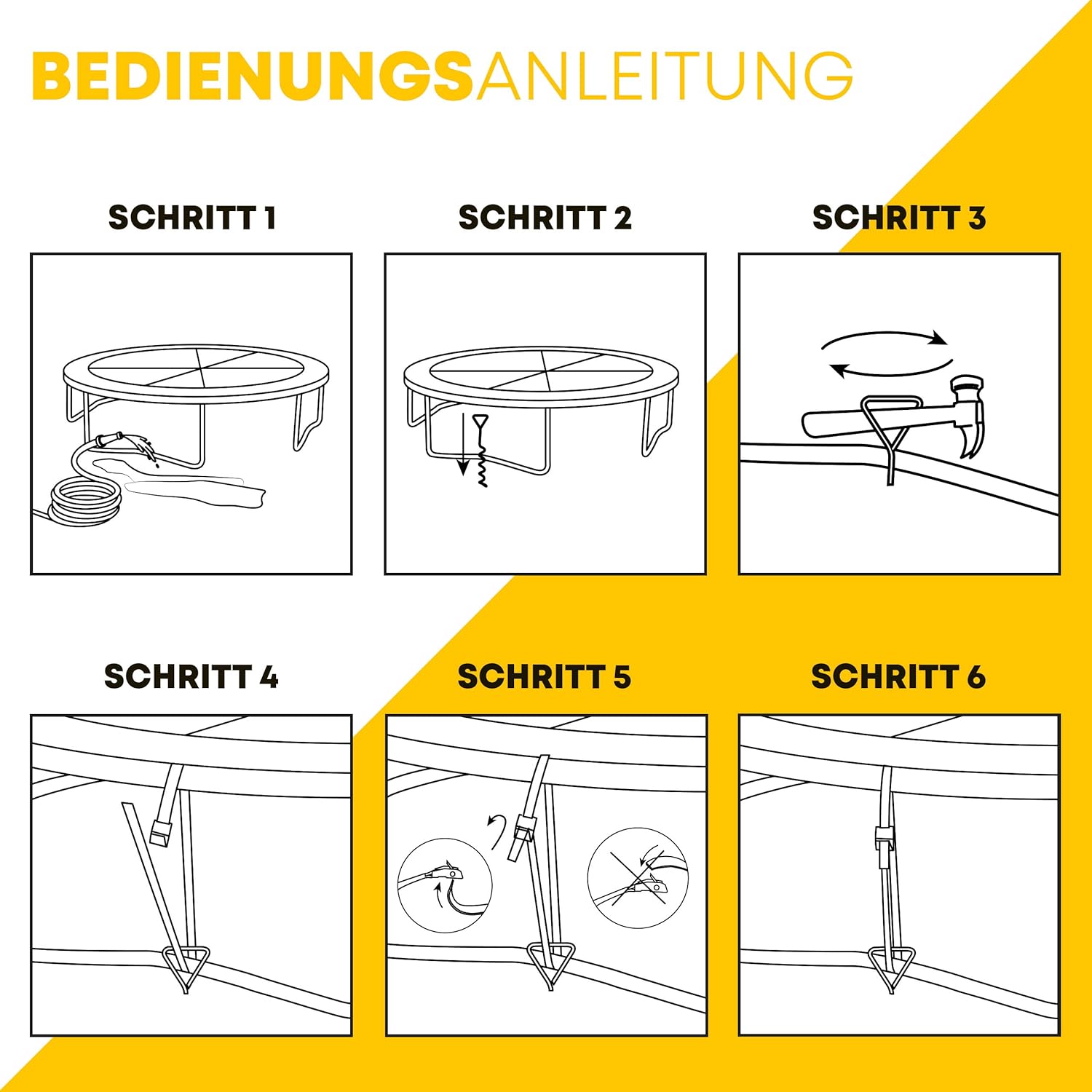 Detalle 2 de Schmitz.Tools Bodenanker Trampolin Erdanker – Extra sichere Premium-Ausführung, verstellbarer XXL-Gurt, 2,50 m, rostfrei