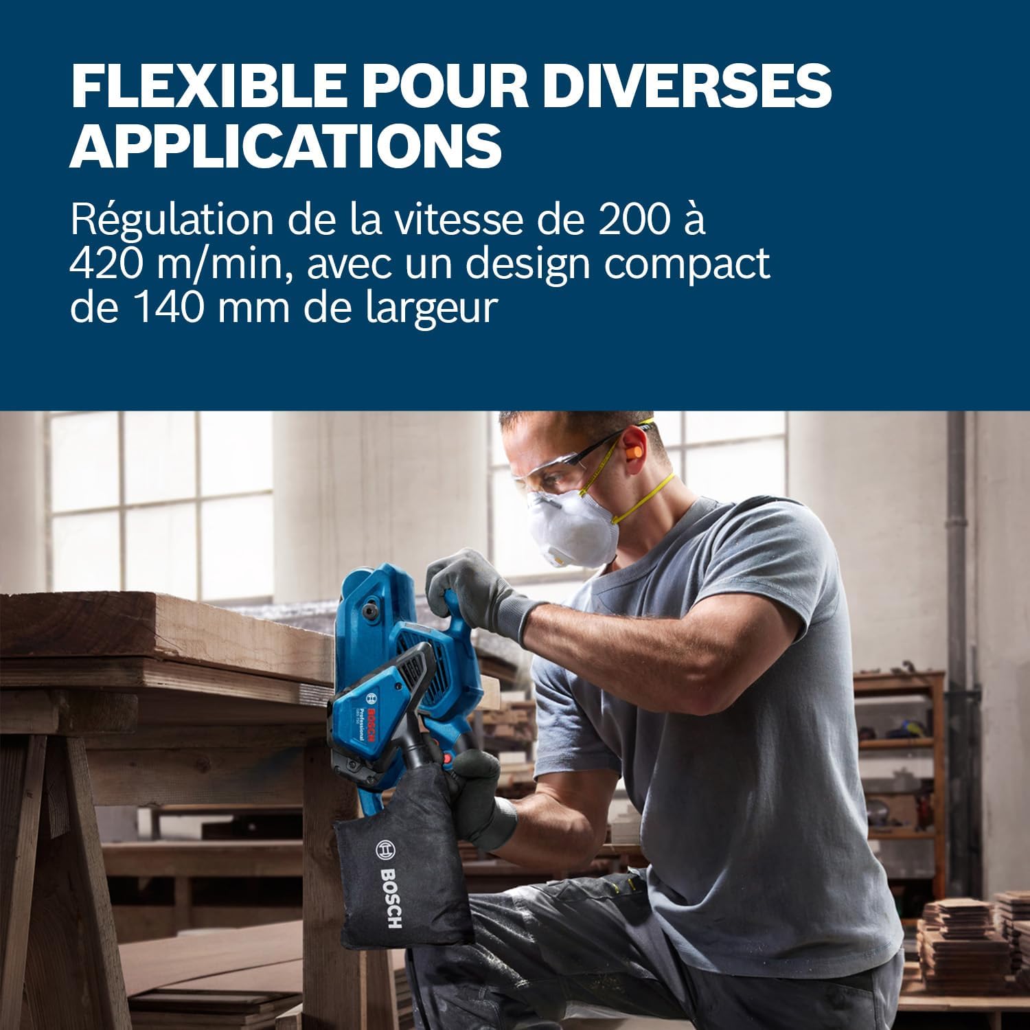 Thumbnail 1 de Bosch Professional ponceuse à bande GBS 750 (850 W) avec bande abrasive textile et sac à poussières