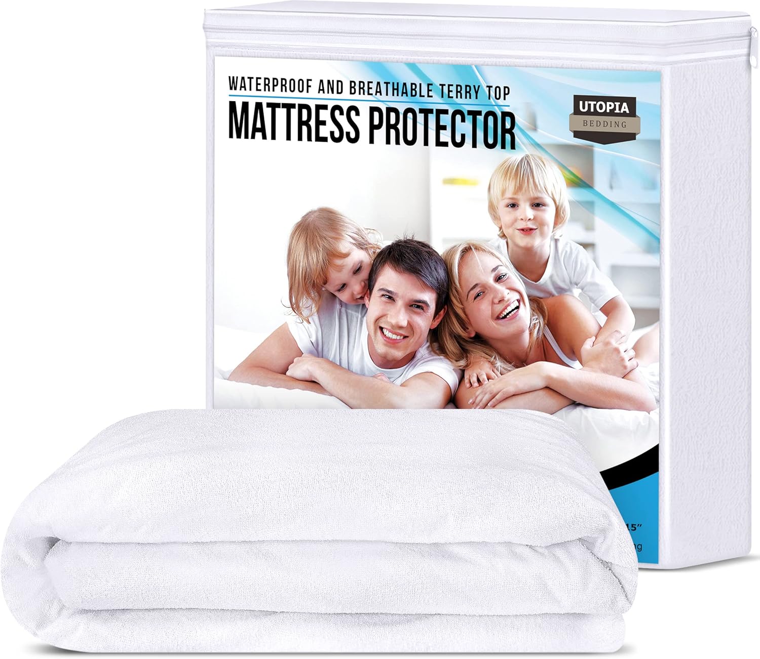 Thumbnail 3 de CopriMaterasso Singolo Impermeabile Utopia Bedding 90x190x40 cm – OEKO-TEX, lavabile, elastico tutto intorno