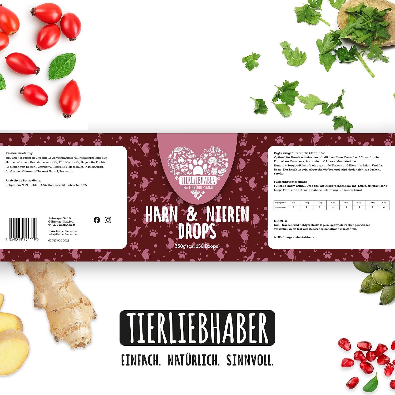 Thumbnail 6 de TIERLIEBHABER Harn & Nieren Drops 350 g