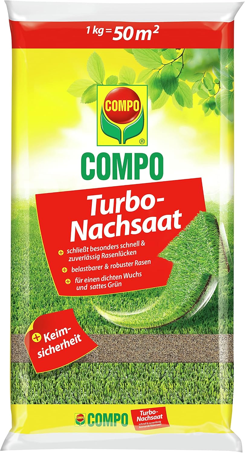 Detalle de COMPO Turbo-Nachsaat Premium Rasensamen schnellkeimend – 2,6 kg für 130 m²